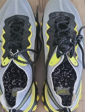 Nike Grey Mesh Sneakers with Neon Yellow Accents